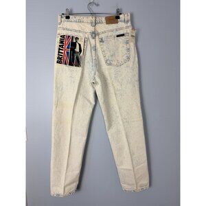 Deadstock Vintage 80s Brittania Acid Stone Wash Denim 34x30 Light Blue Jeans